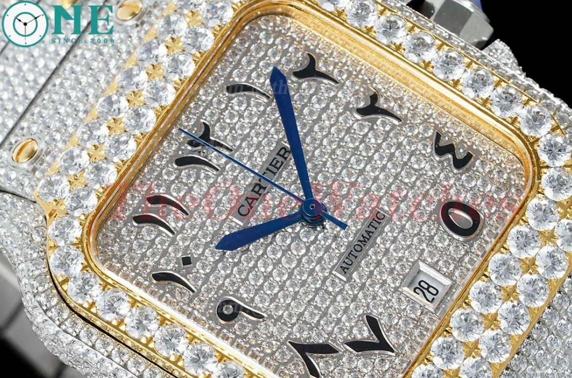 40mm Arab YG MY9015 SS Dia AMG XL Mens 100 Santos SS 0424